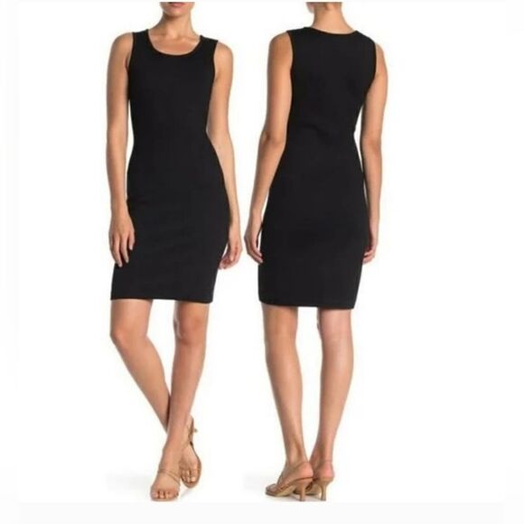 St. John Black wool blend sheath dress sz 8 - Picture 2 of 10